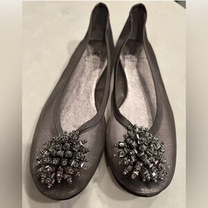ADRIANNA PAPELL Stevie Womens Sz 7.5 M Gray Mesh Beaded Toe Ballet Flat Shoes